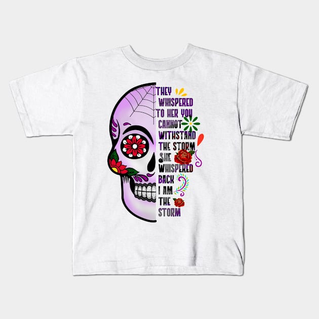 Mexican Sugar Skull Kids T-Shirt by MZeeDesigns